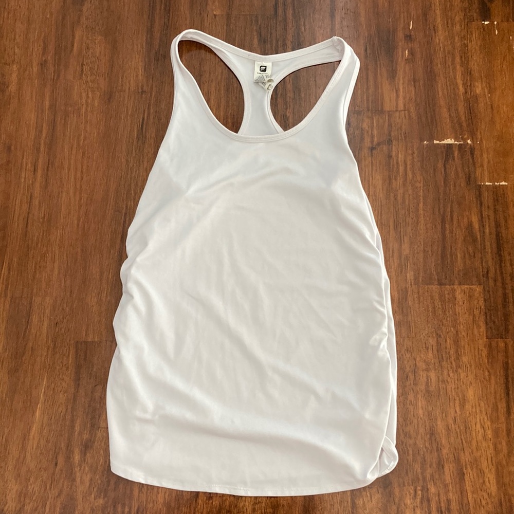 Fabletics White Tank Top Racerback Mesh Shirt Size XS Stretch Active Like New